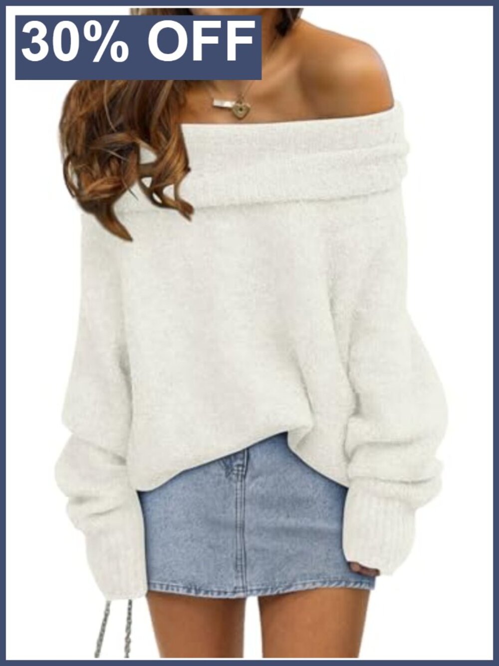 Off The Shoulder Oversized Sweater Loose Fit Pullover Fall Winter Top